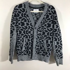 Your Neighbors Black and Gray Women's Cardigan Medium Leopard Animal Print
